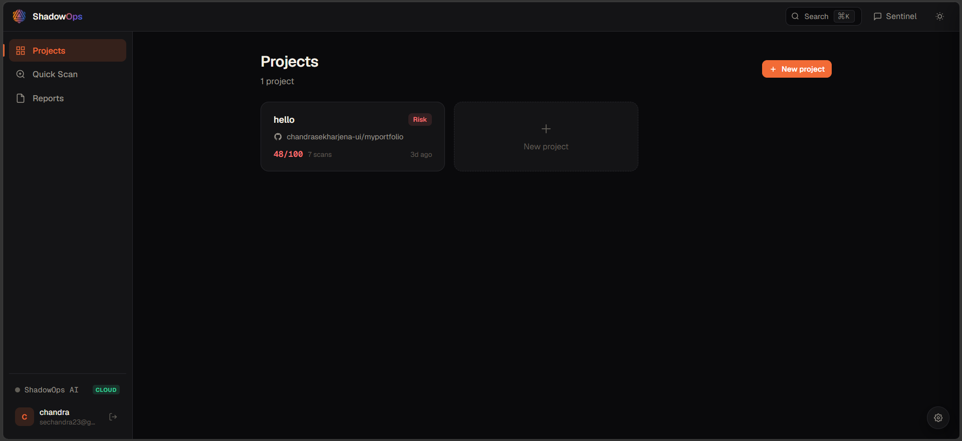 Every project, every scan, at a glance.